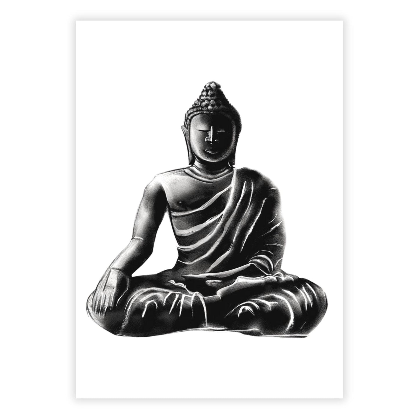 Buddha Charcoal Mediate Wall Art Canvas Print