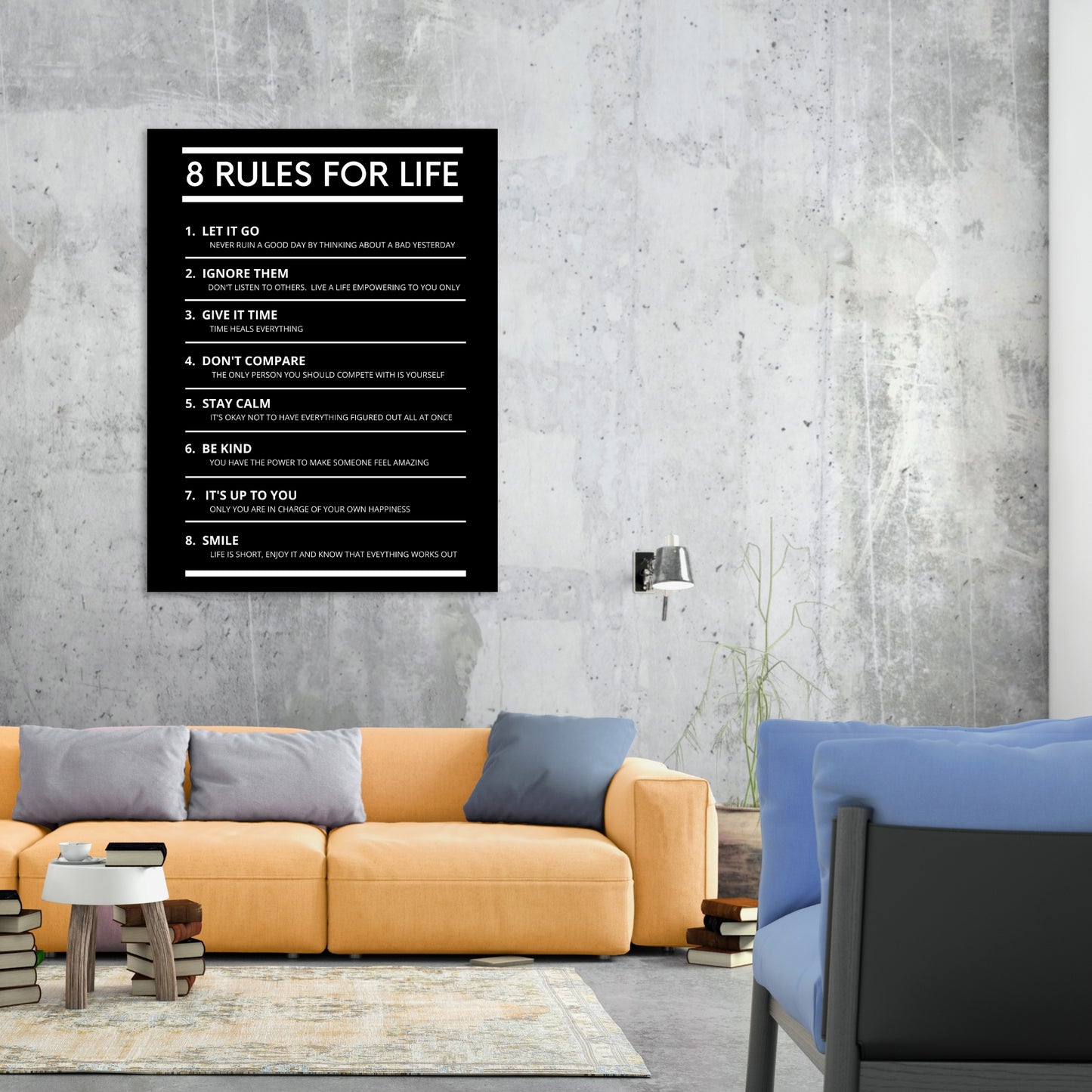 8 Rules For Life Wall Art Canvas Print