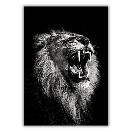 African Safari Lions Roar Wall Art Canvas Print