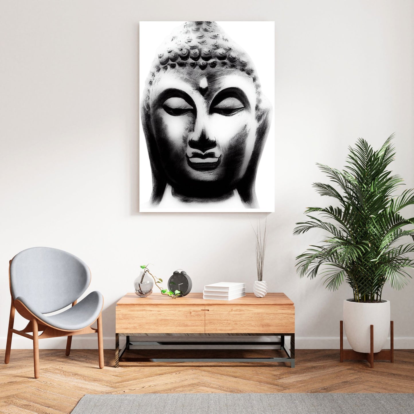 Buddha Charcoal Mind Wall Art Canvas Print