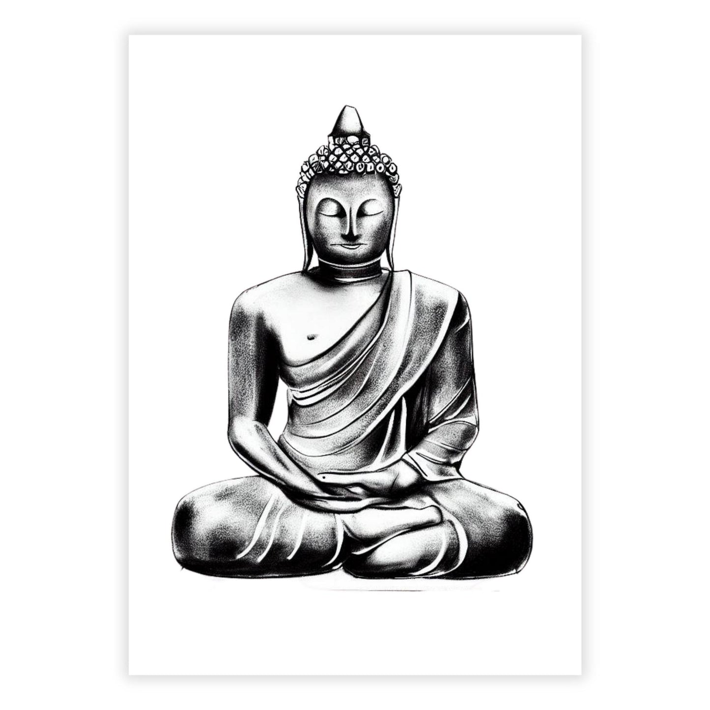 Buddha Charcoal Mantra Wall Art Canvas Print