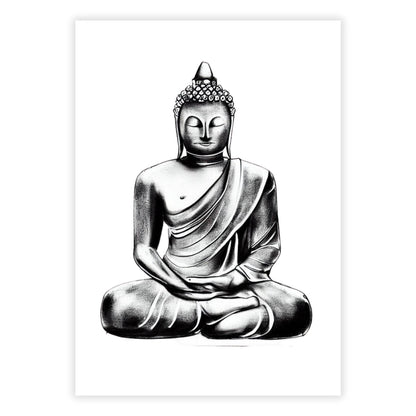 Buddha Charcoal Mantra Wall Art Canvas Print