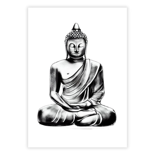 Buddha Charcoal Mantra Wall Art Canvas Print