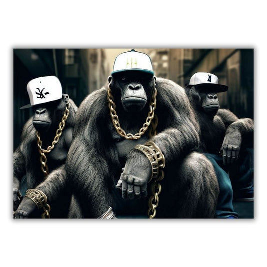 Hip Hop Gorilla Trio Wall Art Canvas Print