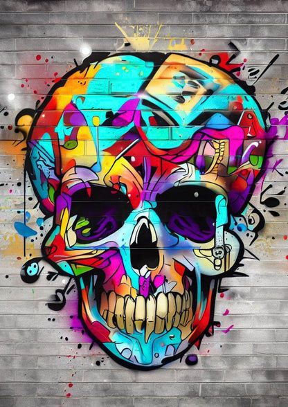 Skull Candy Graffiti Wall Art Canvas Print