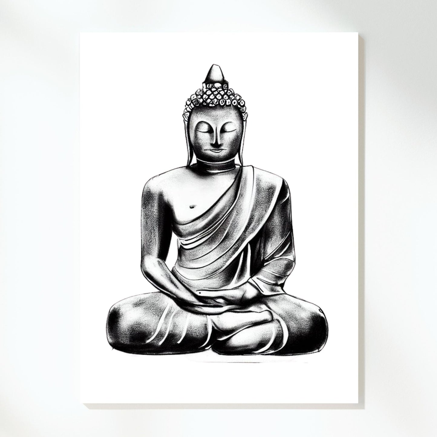 Buddha Charcoal Mantra Wall Art Canvas Print