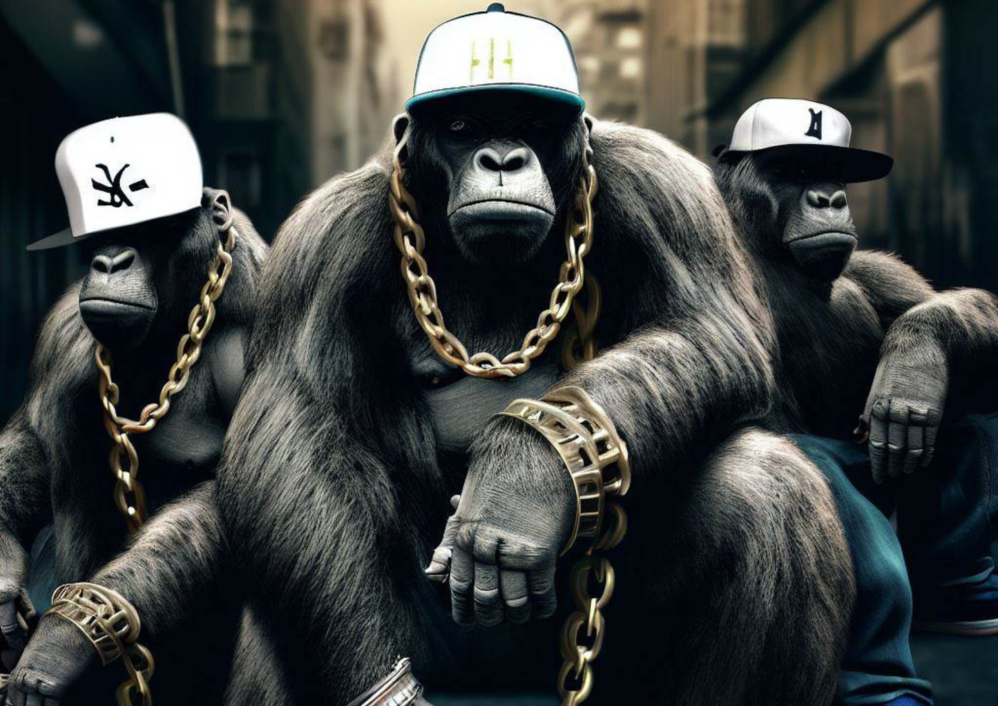 Hip Hop Gorilla Trio Wall Art Canvas Print