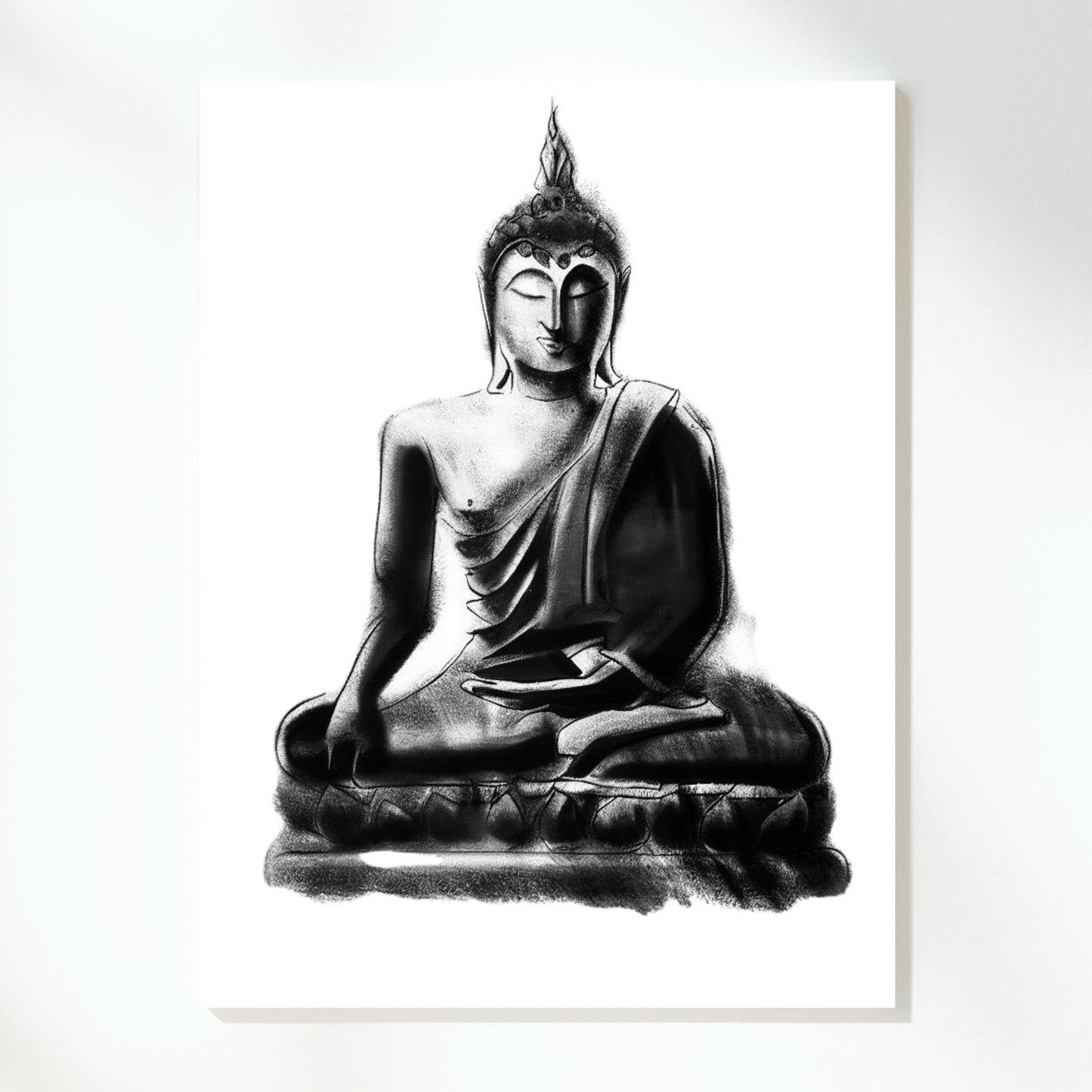 Buddha Charcoal Zen Wall Art Canvas Print