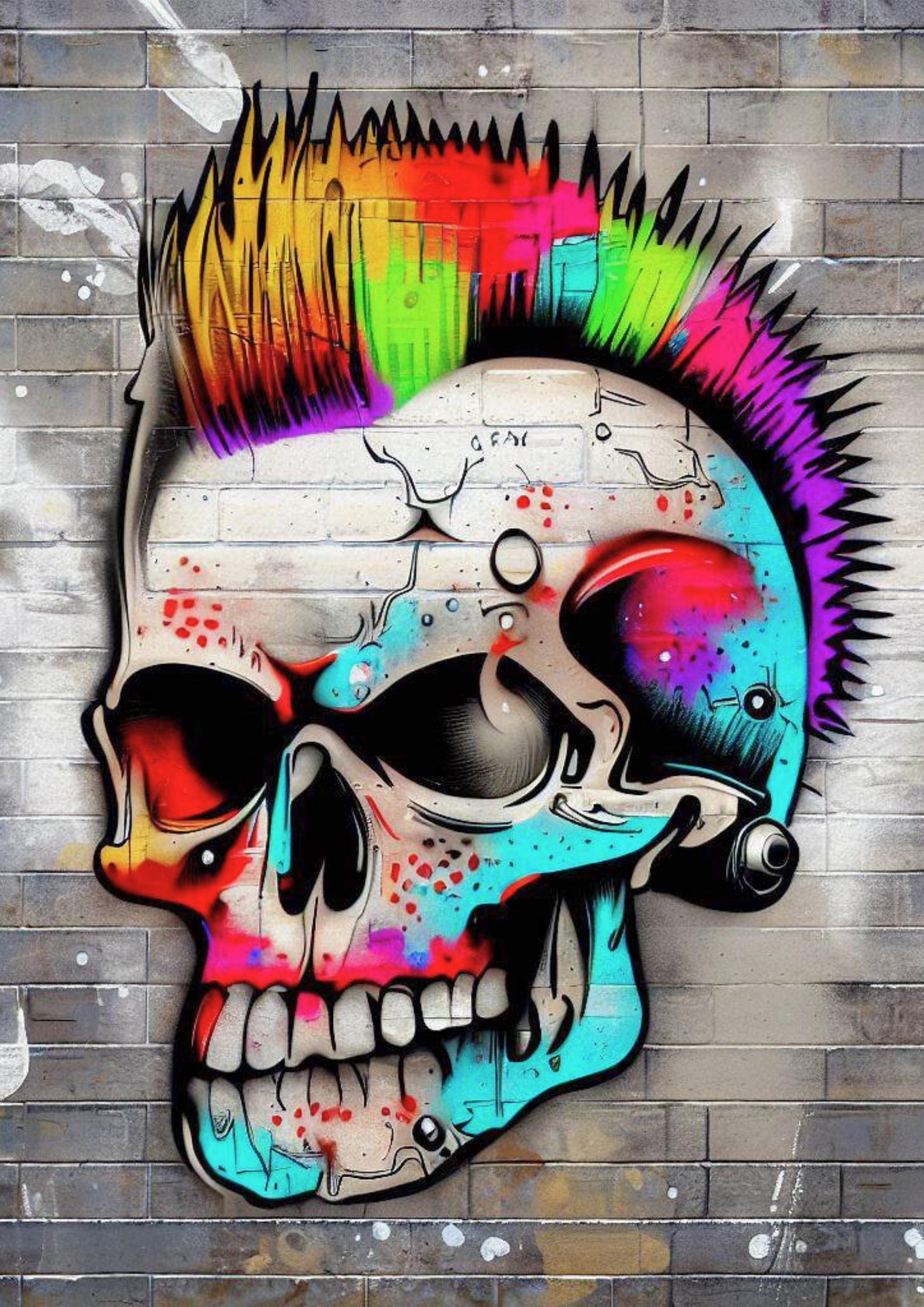 Skelepunk Graffiti Wall Art Canvas Print