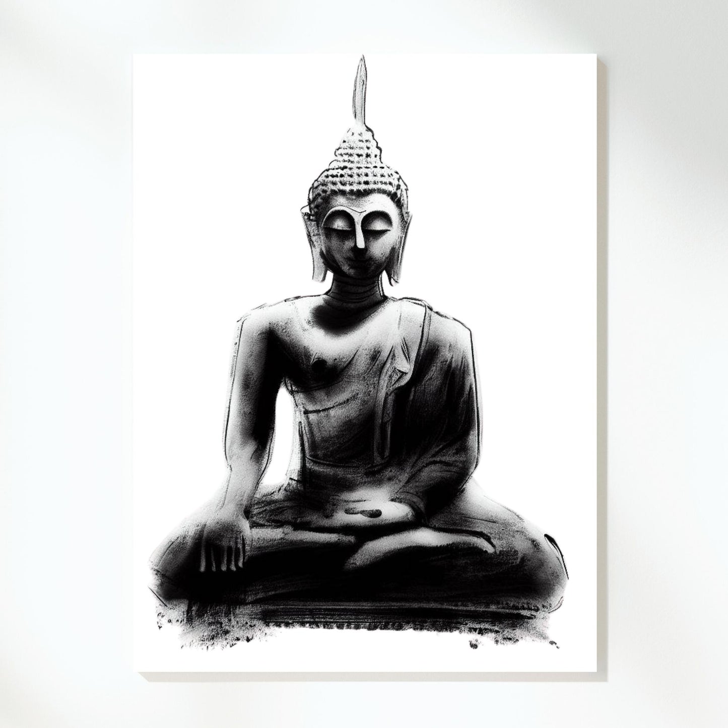 Buddha Charcoal Heart Wall Art Canvas Print