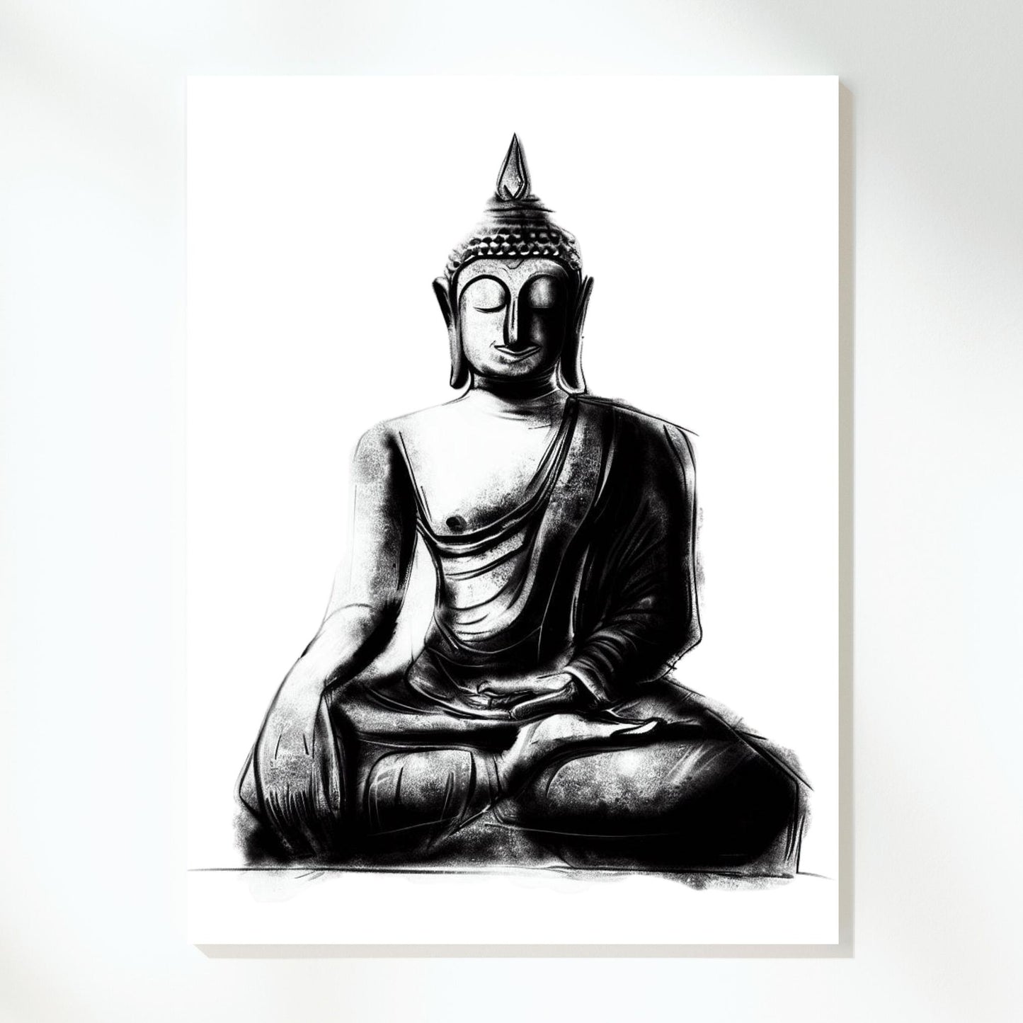 Buddha Charcoal Peace Wall Art Canvas Print