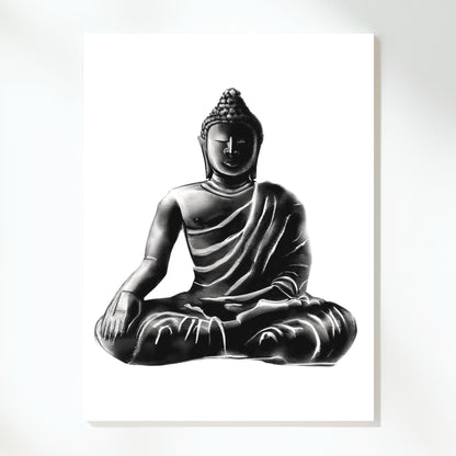 Buddha Charcoal Mediate Wall Art Canvas Print