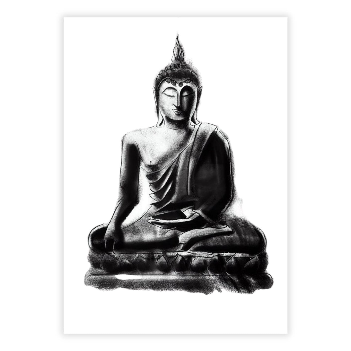 Buddha Charcoal Zen Wall Art Canvas Print