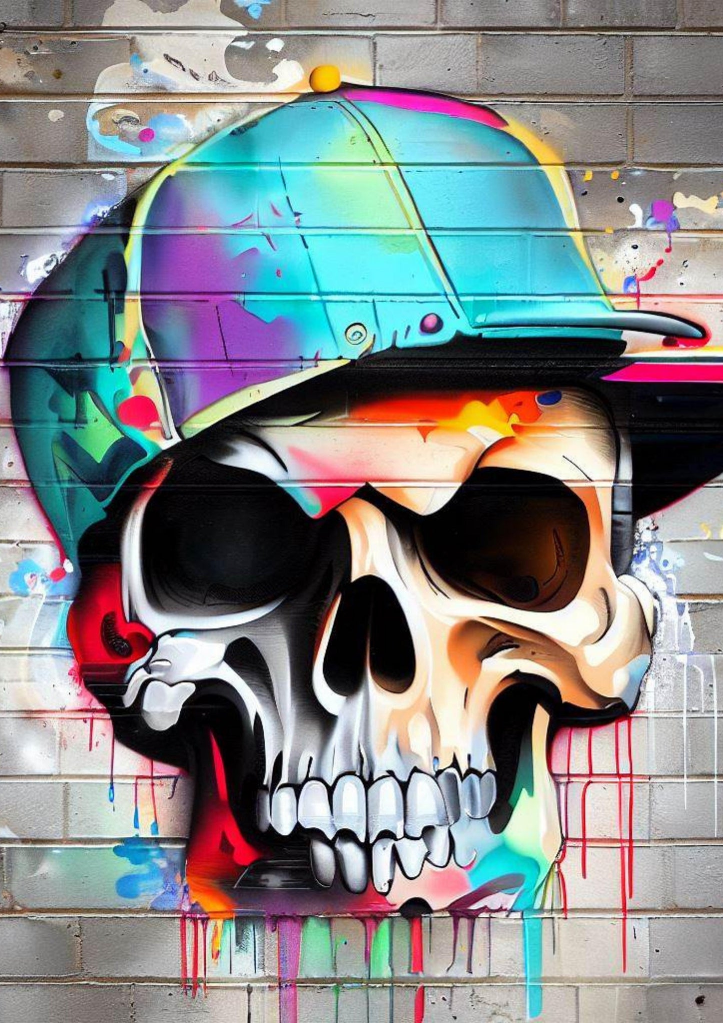 Skull Gangsta Graffiti Wall Art Canvas Print