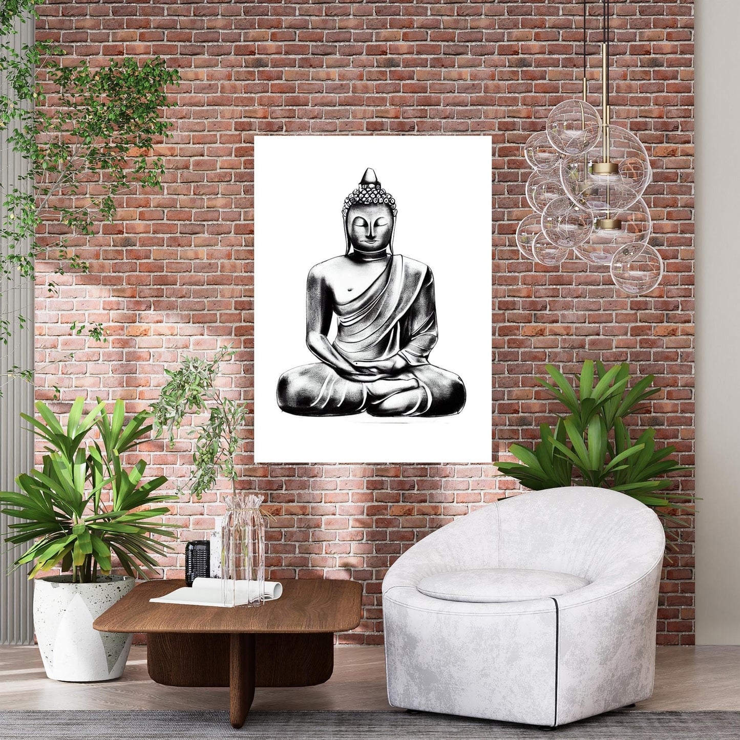 Buddha Charcoal Mantra Wall Art Canvas Print