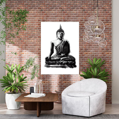 Buddha Charcoal Zen Wall Art Canvas Print