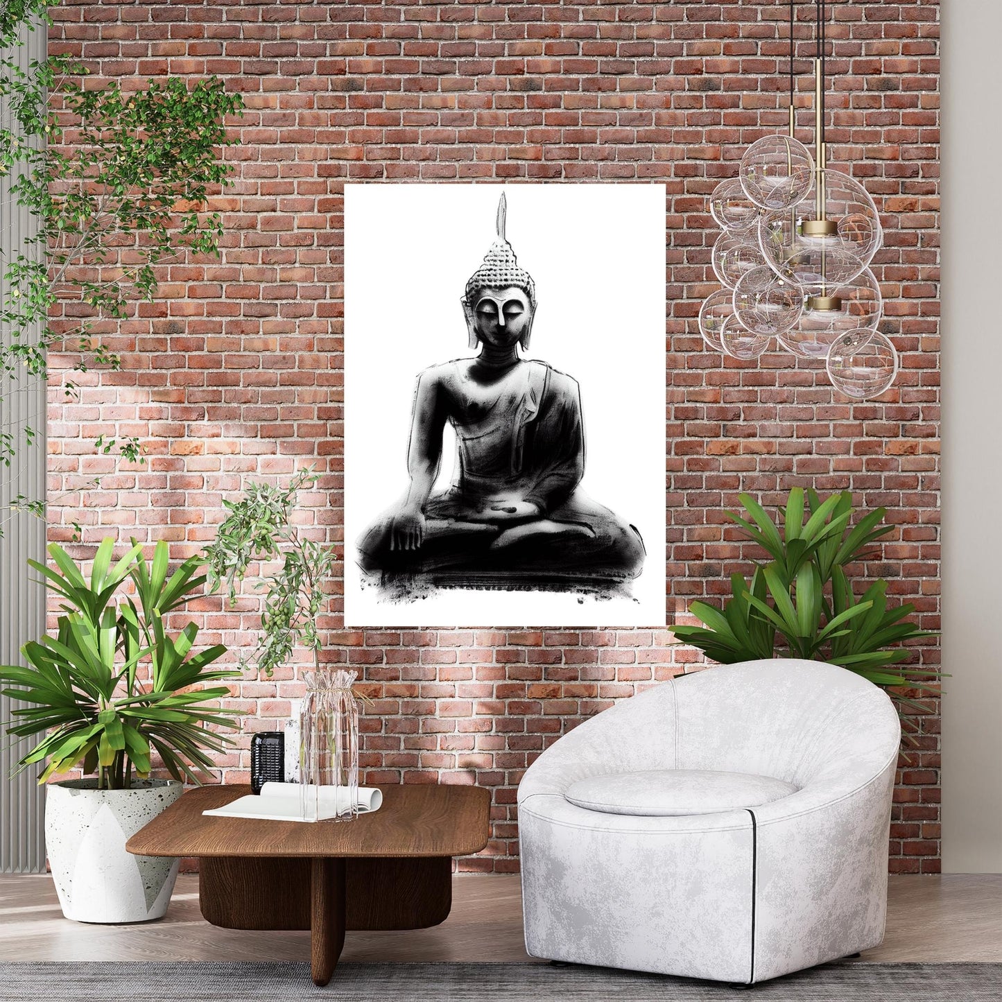 Buddha Charcoal Heart Wall Art Canvas Print