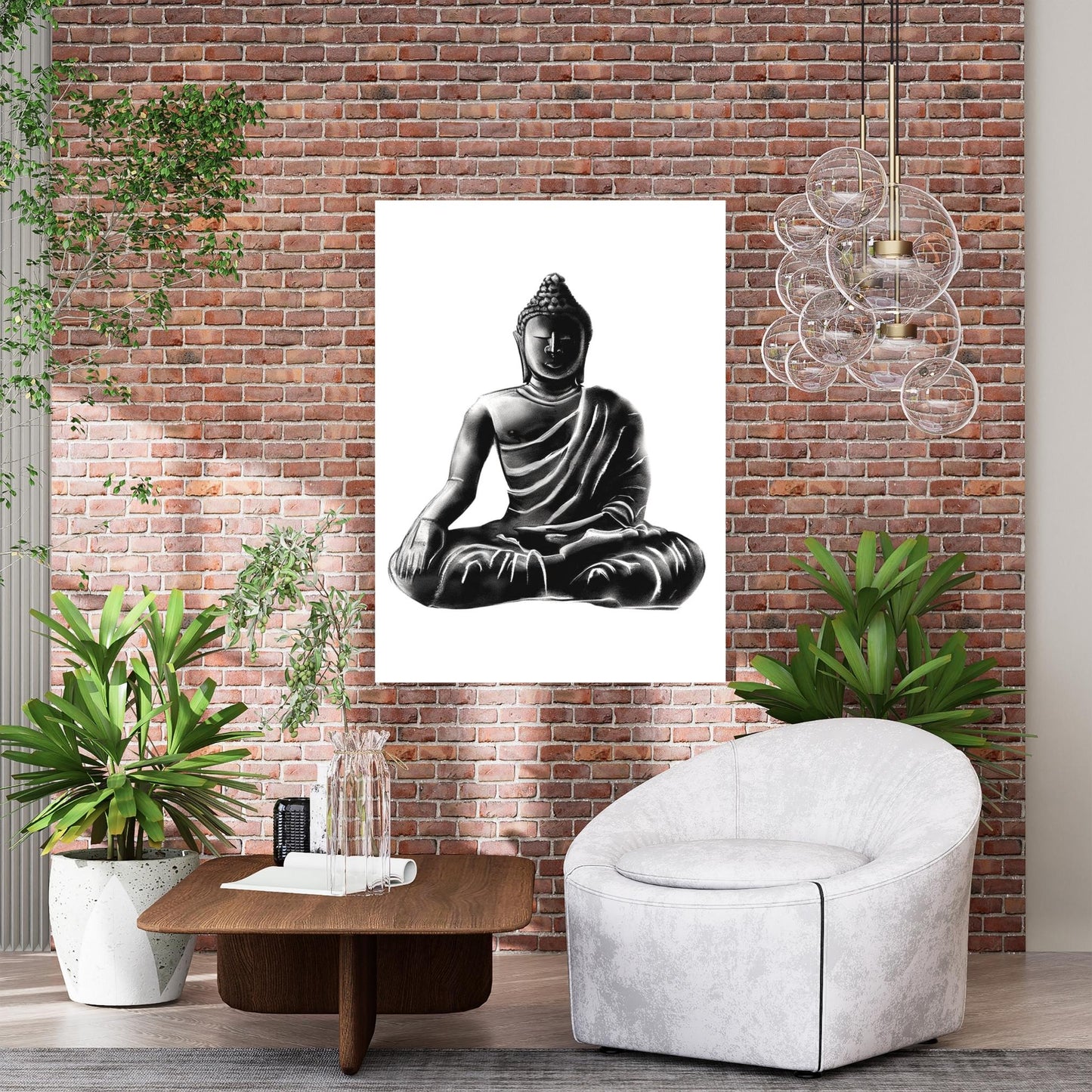 Buddha Charcoal Mediate Wall Art Canvas Print