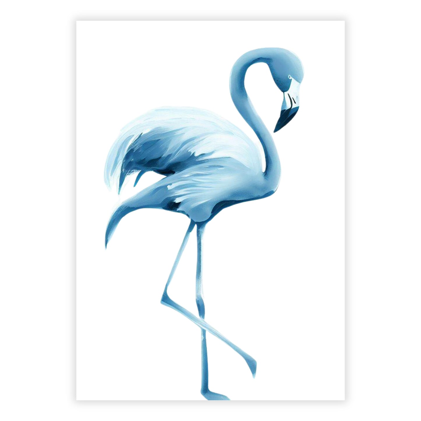 Hamptons Flamingo Blue Wall Art Canvas Print