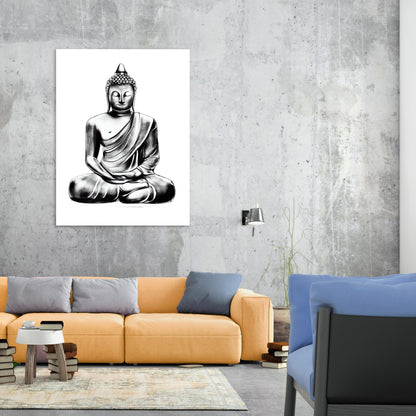 Buddha Charcoal Mantra Wall Art Canvas Print