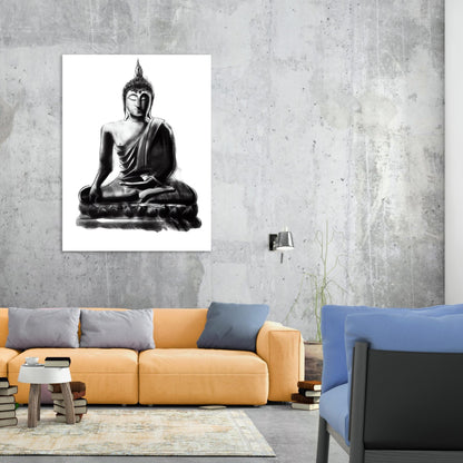 Buddha Charcoal Zen Wall Art Canvas Print