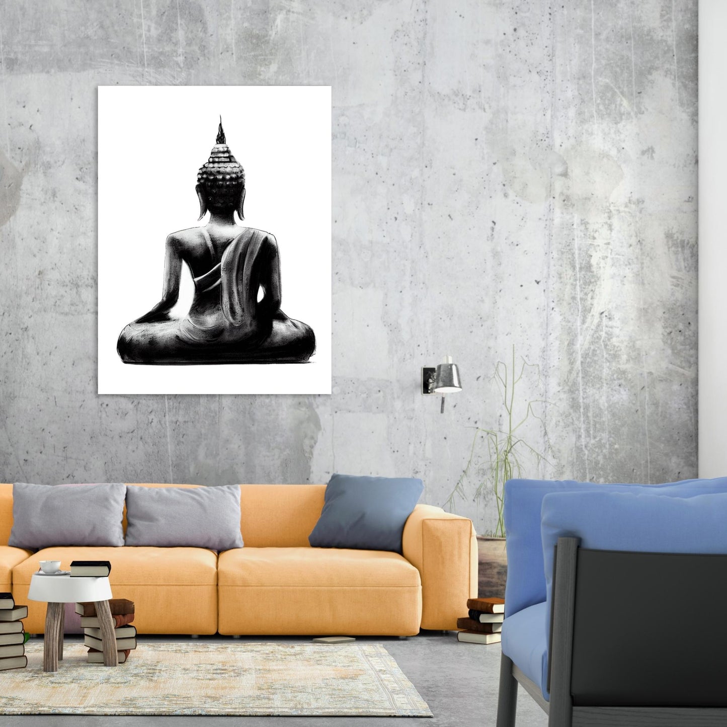 Buddha Charcoal Soul Wall Art Canvas Print