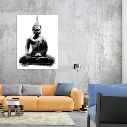 Buddha Charcoal Heart Wall Art Canvas Print