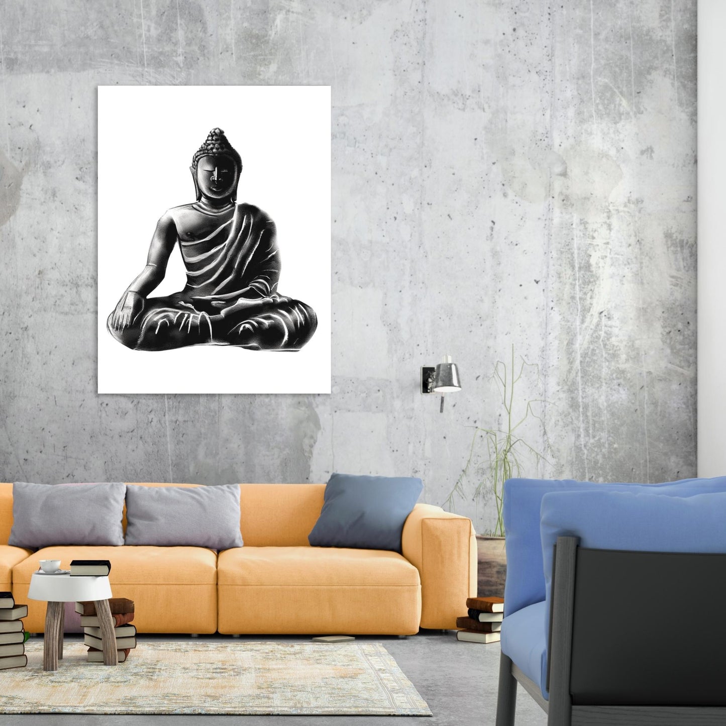 Buddha Charcoal Mediate Wall Art Canvas Print