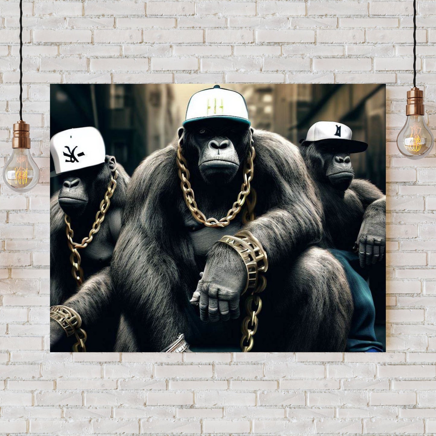 Hip Hop Gorilla Trio Wall Art Canvas Print