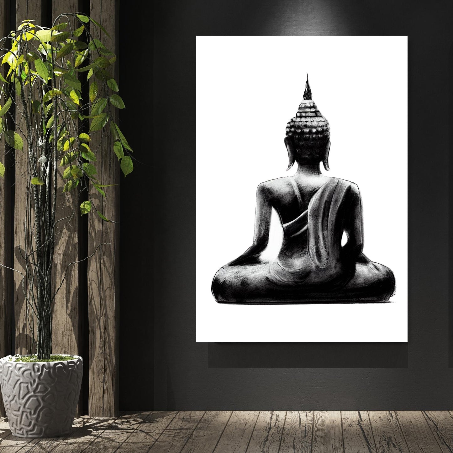 Buddha Charcoal Soul Wall Art Canvas Print