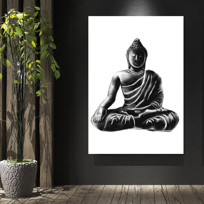 Buddha Charcoal Mediate Wall Art Canvas Print