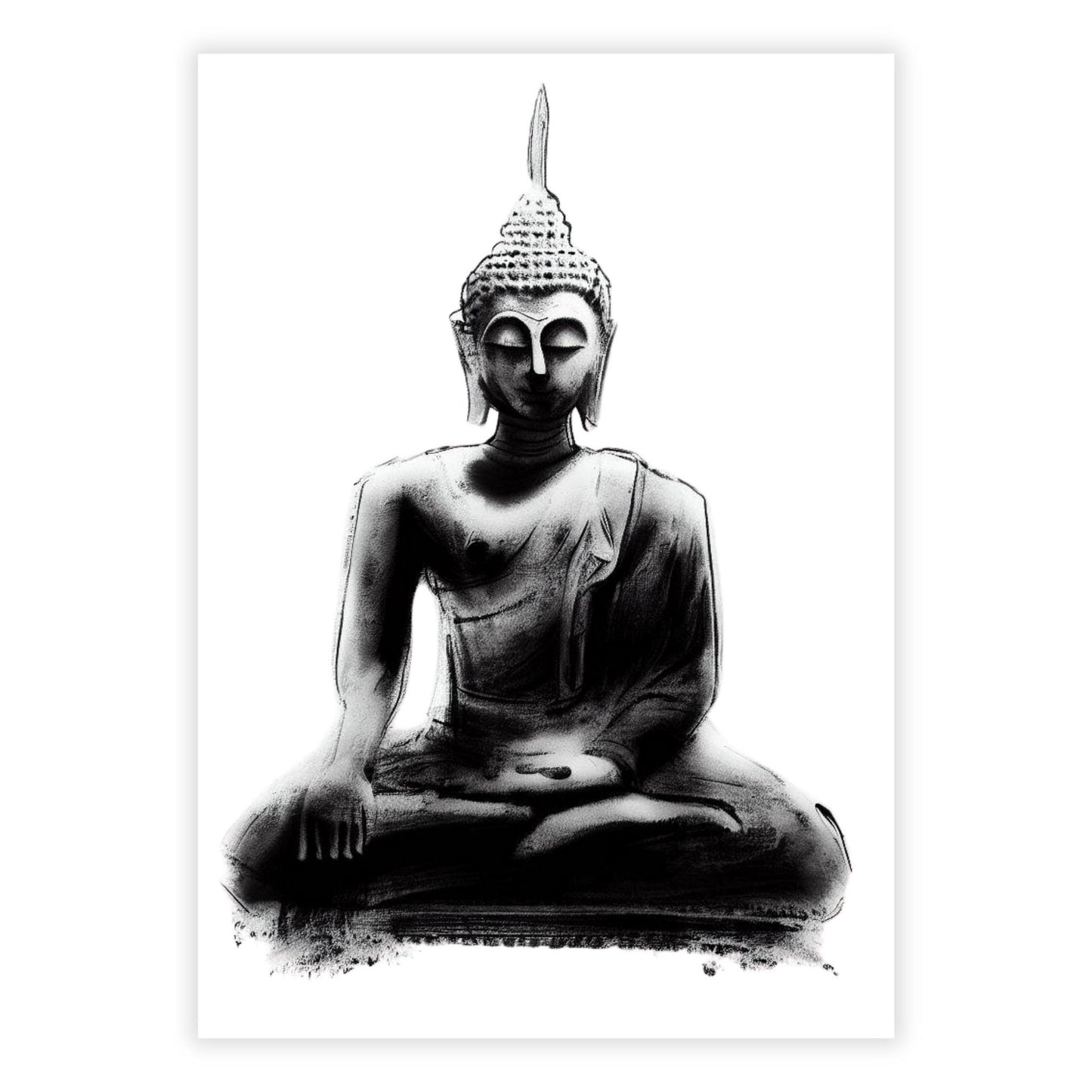 Buddha Charcoal Heart Wall Art Canvas Print