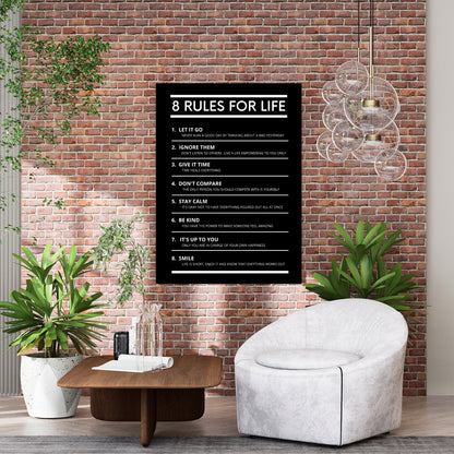 8 Rules For Life Wall Art Canvas Print