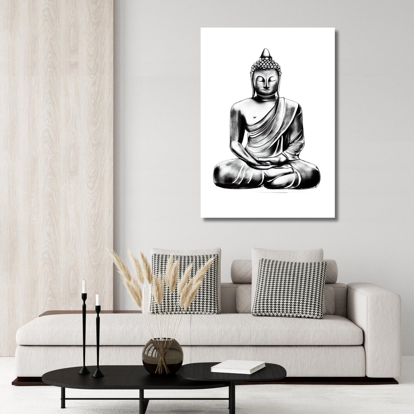 Buddha Charcoal Mantra Wall Art Canvas Print