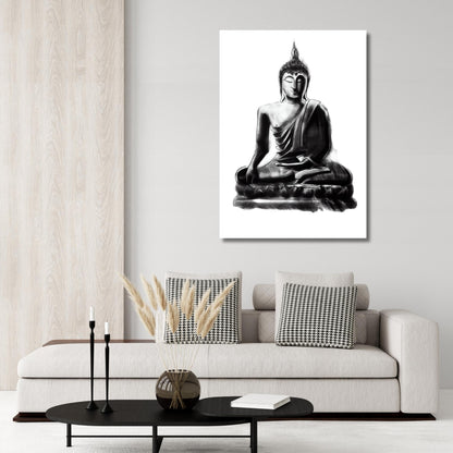 Buddha Charcoal Zen Wall Art Canvas Print