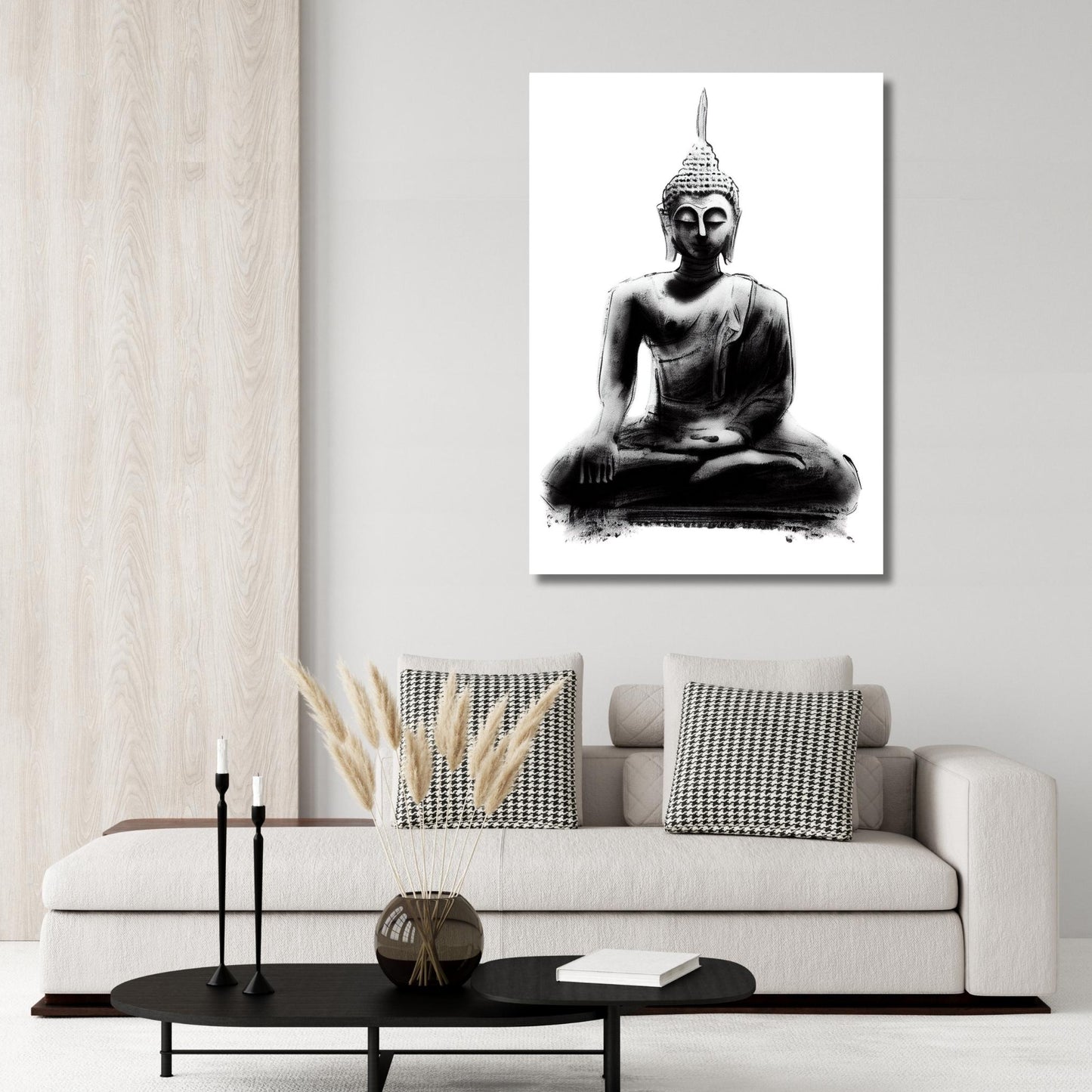 Buddha Charcoal Heart Wall Art Canvas Print