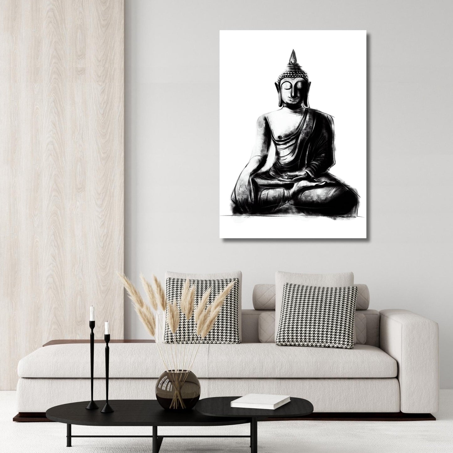 Buddha Charcoal Peace Wall Art Canvas Print