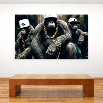 Hip Hop Gorilla Trio Wall Art Canvas Print