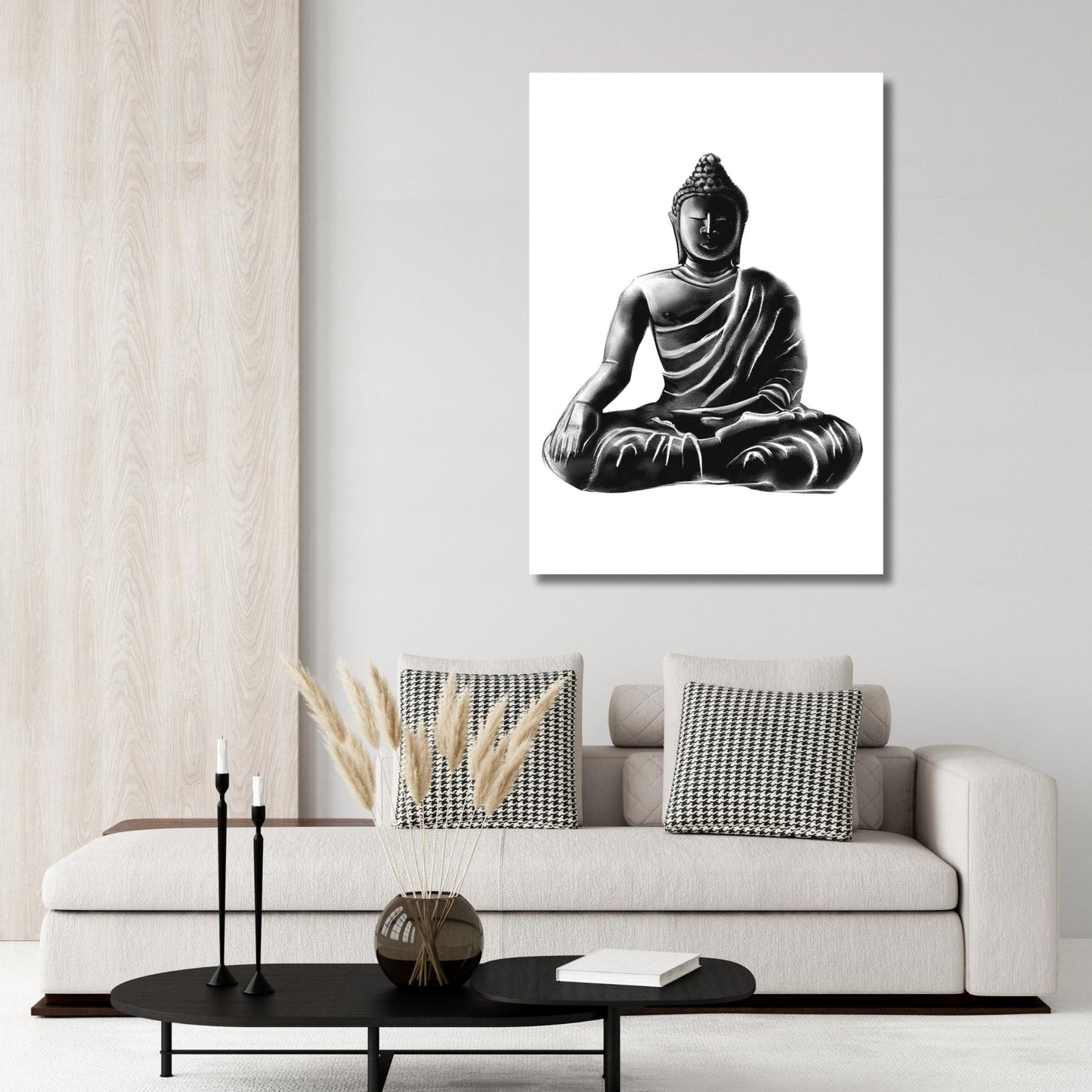 Buddha Charcoal Mediate Wall Art Canvas Print