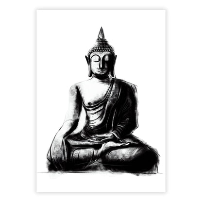 Buddha Charcoal Peace Wall Art Canvas Print