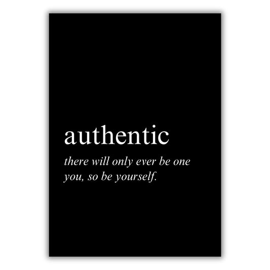 Authentic on Black Inspirational Wall Art Canvas Print