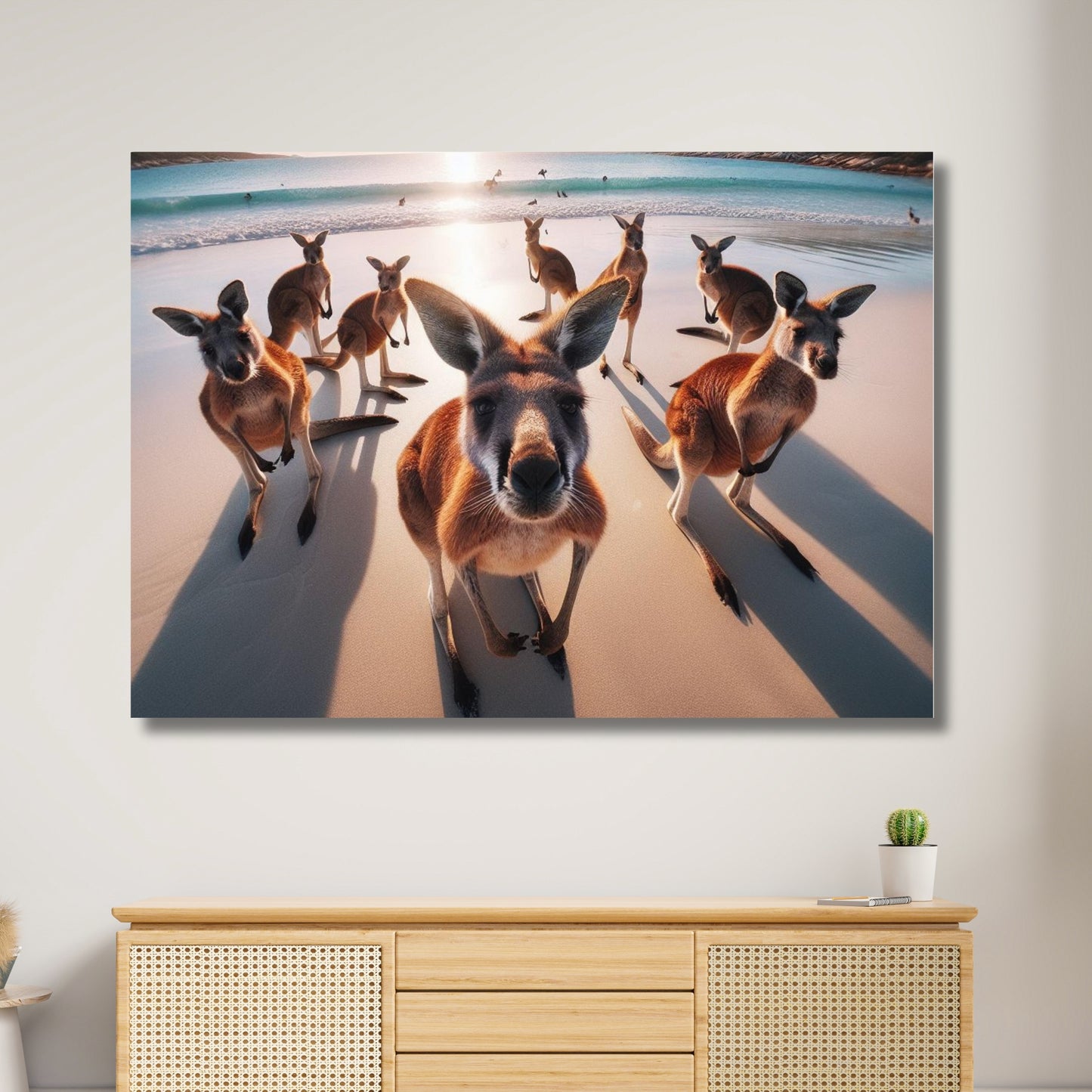 Beach Kangaroos Animal Kingdom Wall Art Canvas Print