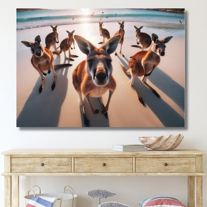 Beach Kangaroos Animal Kingdom Wall Art Canvas Print