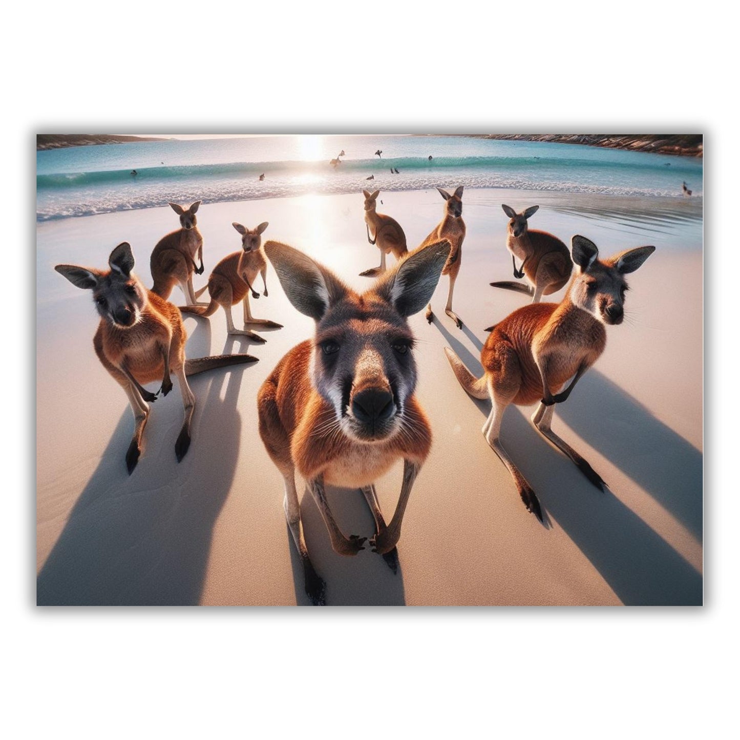 Beach Kangaroos Animal Kingdom Wall Art Canvas Print