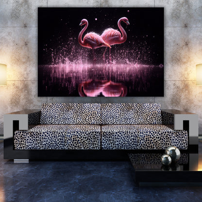 Dancing Flamingos Animal Kingdom Wall Art Canvas Print