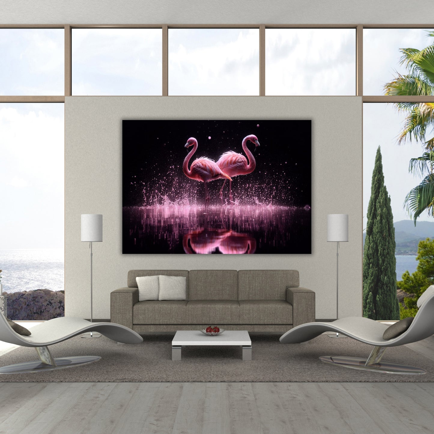 Dancing Flamingos Animal Kingdom Wall Art Canvas Print