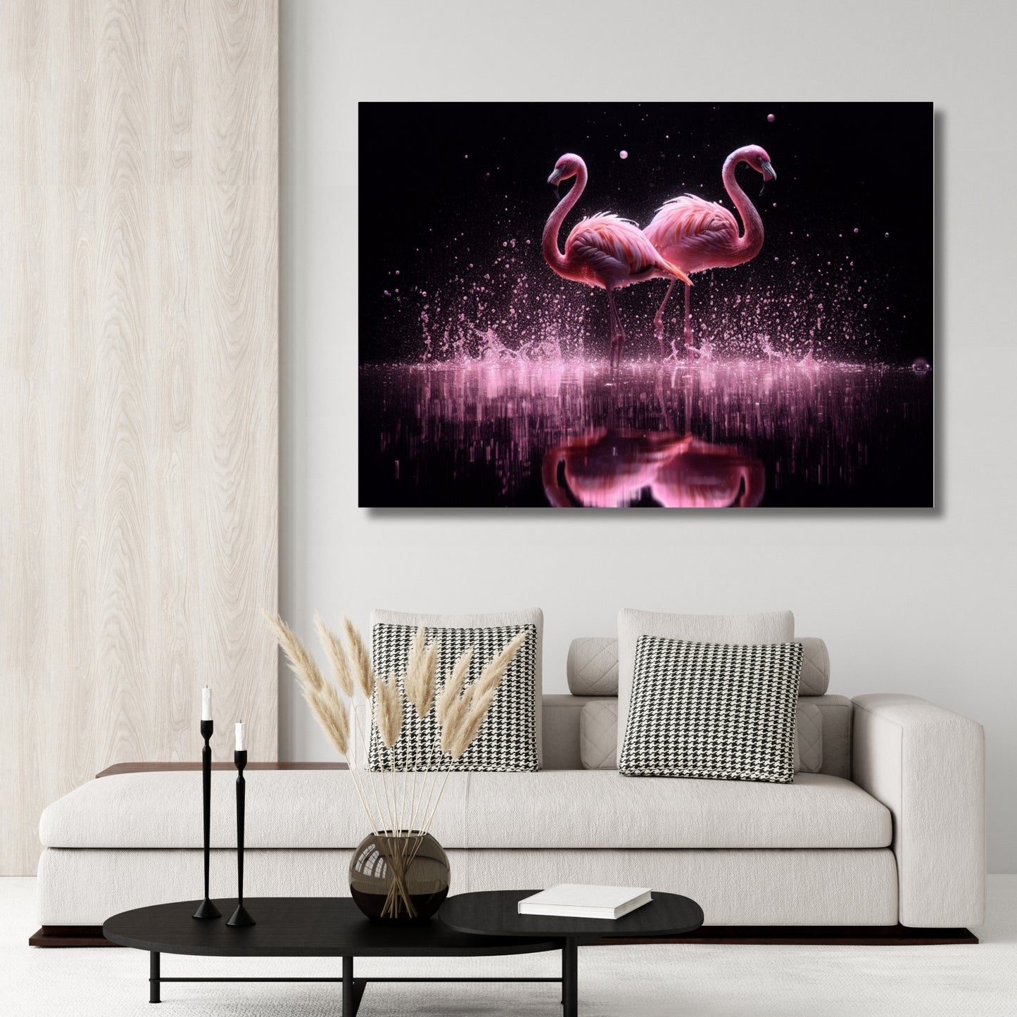 Dancing Flamingos Animal Kingdom Wall Art Canvas Print