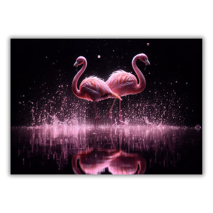 Dancing Flamingos Animal Kingdom Wall Art Canvas Print