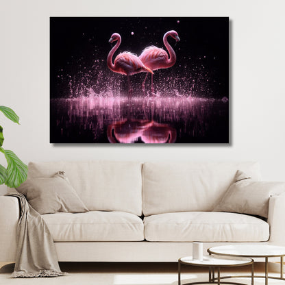 Dancing Flamingos Animal Kingdom Wall Art Canvas Print