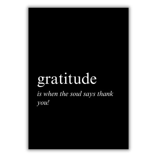 Gratitude on Black Inspirational Wall Art Canvas Print